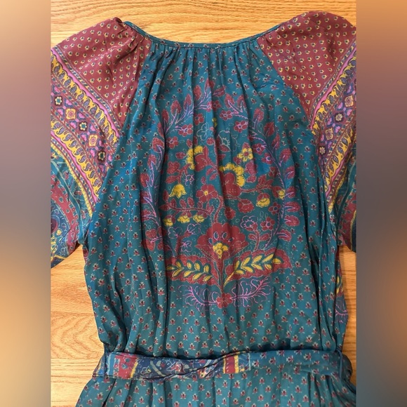 Sundance La Villette Midi Dress - Silky Texture - Boho Blue/Burgundy - Sz Medium - Picture 9 of 14